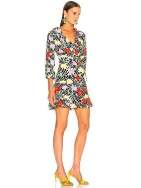 RIXO London Silk Dress XL Spring Cocktail mini dress Vacation wrap Abigail $495